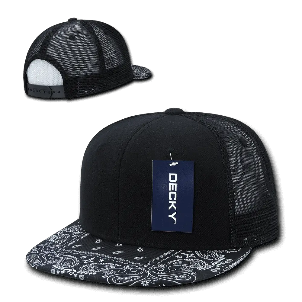 Decky 1083 Bandanna Trucker Cap - Black Navy - Black Navy / One Size Fits Most