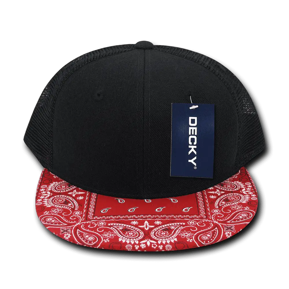 Decky 1083 Bandanna Trucker Cap - Black Red - Black Red / One Size Fits Most