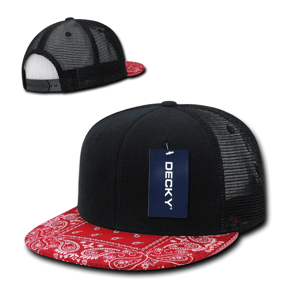 Decky 1083 Bandanna Trucker Cap - Black Red - Black Red / One Size Fits Most