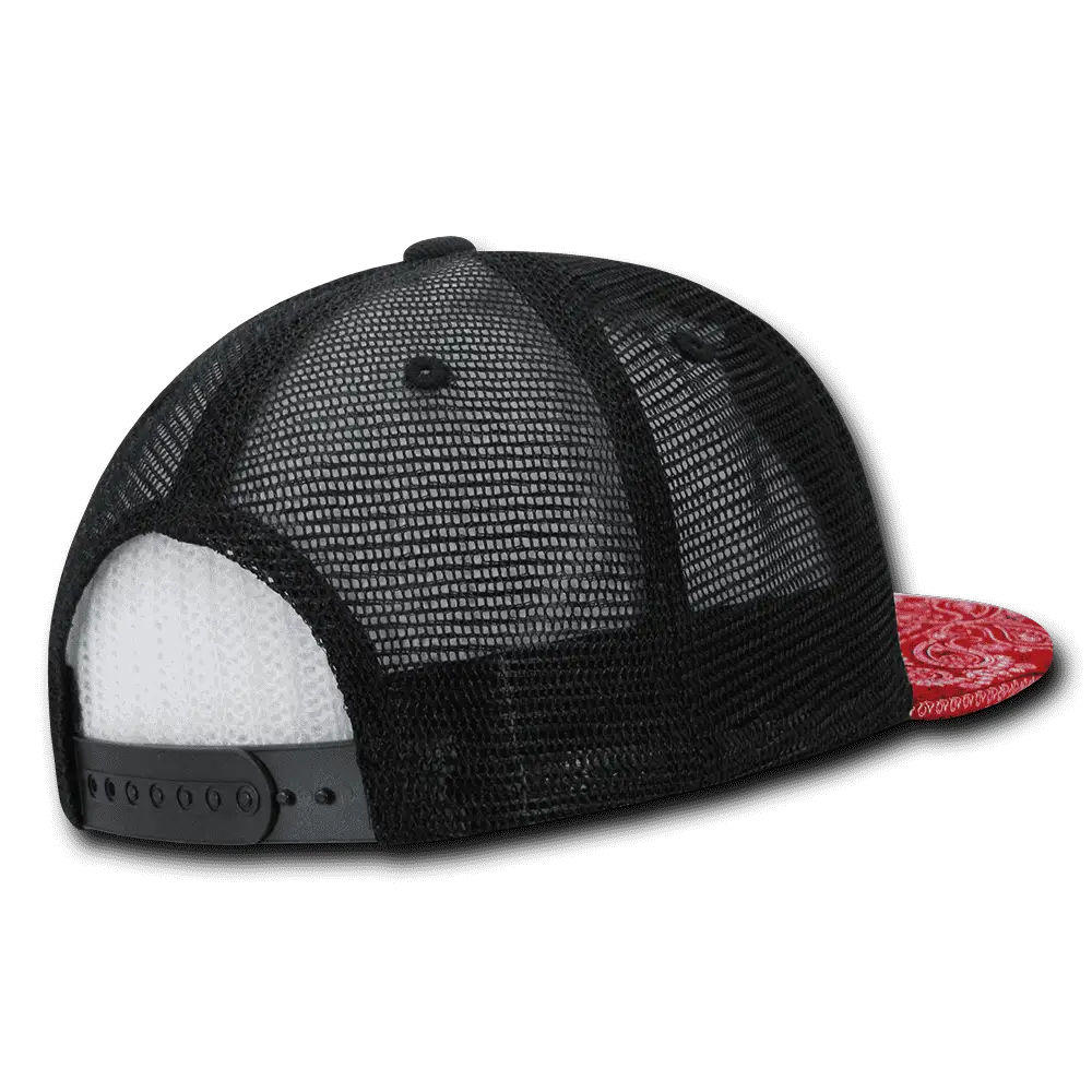 Decky 1083 Bandanna Trucker Cap - Black Red - Black Red / One Size Fits Most
