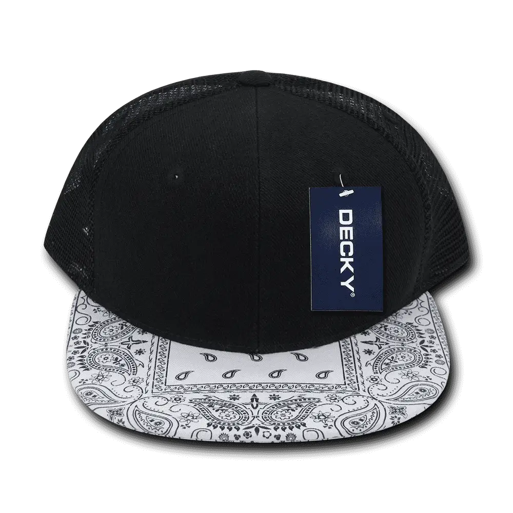 Decky 1083 Bandanna Trucker Cap - Black White - Black White / One Size Fits Most