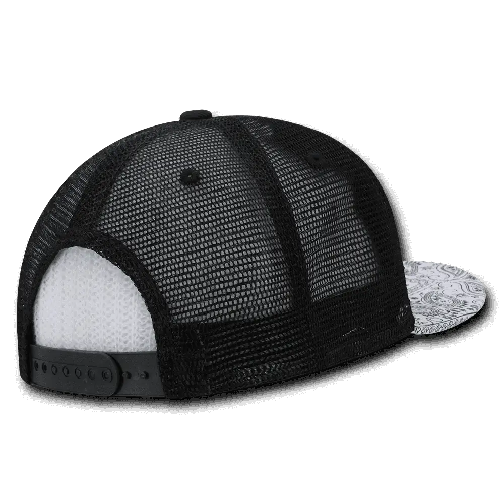 Decky 1083 Bandanna Trucker Cap - Black White - Black White / One Size Fits Most
