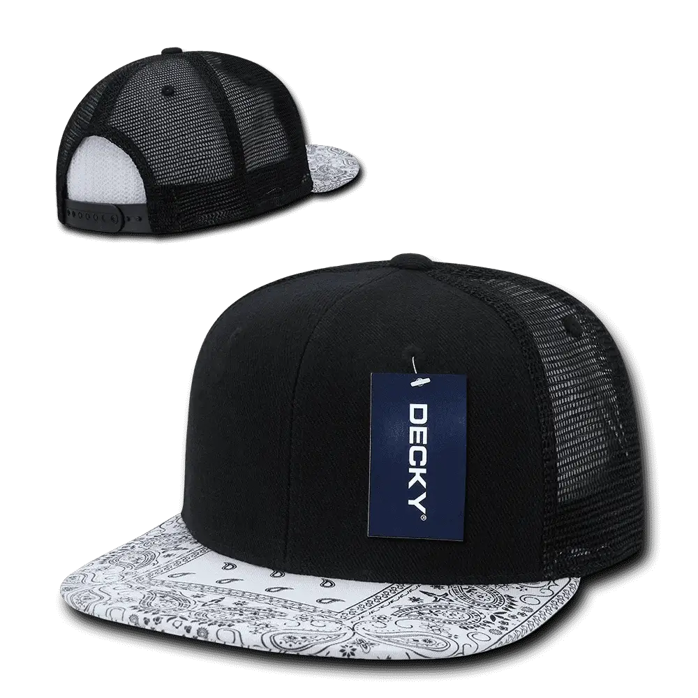 Decky 1083 Bandanna Trucker Cap - Black White - Black White / One Size Fits Most