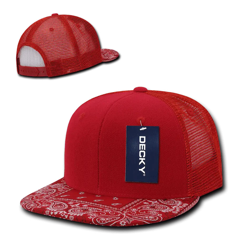 Decky 1083 Bandanna Trucker Cap - Red Red - Red / One Size Fits Most