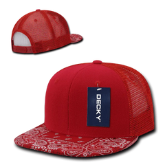 Decky 1083 Bandanna Trucker Cap - Red Red - Red / One Size Fits Most