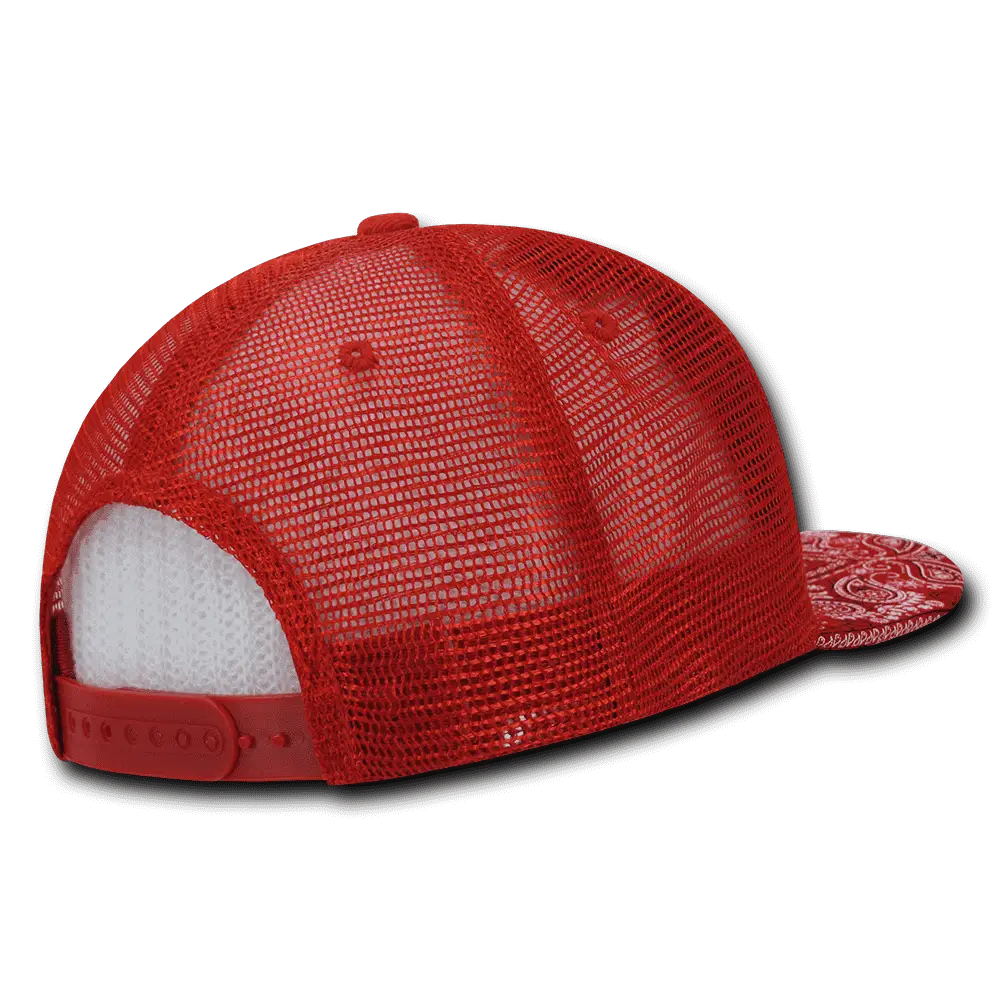 Decky 1083 Bandanna Trucker Cap - Red Red - Red / One Size Fits Most