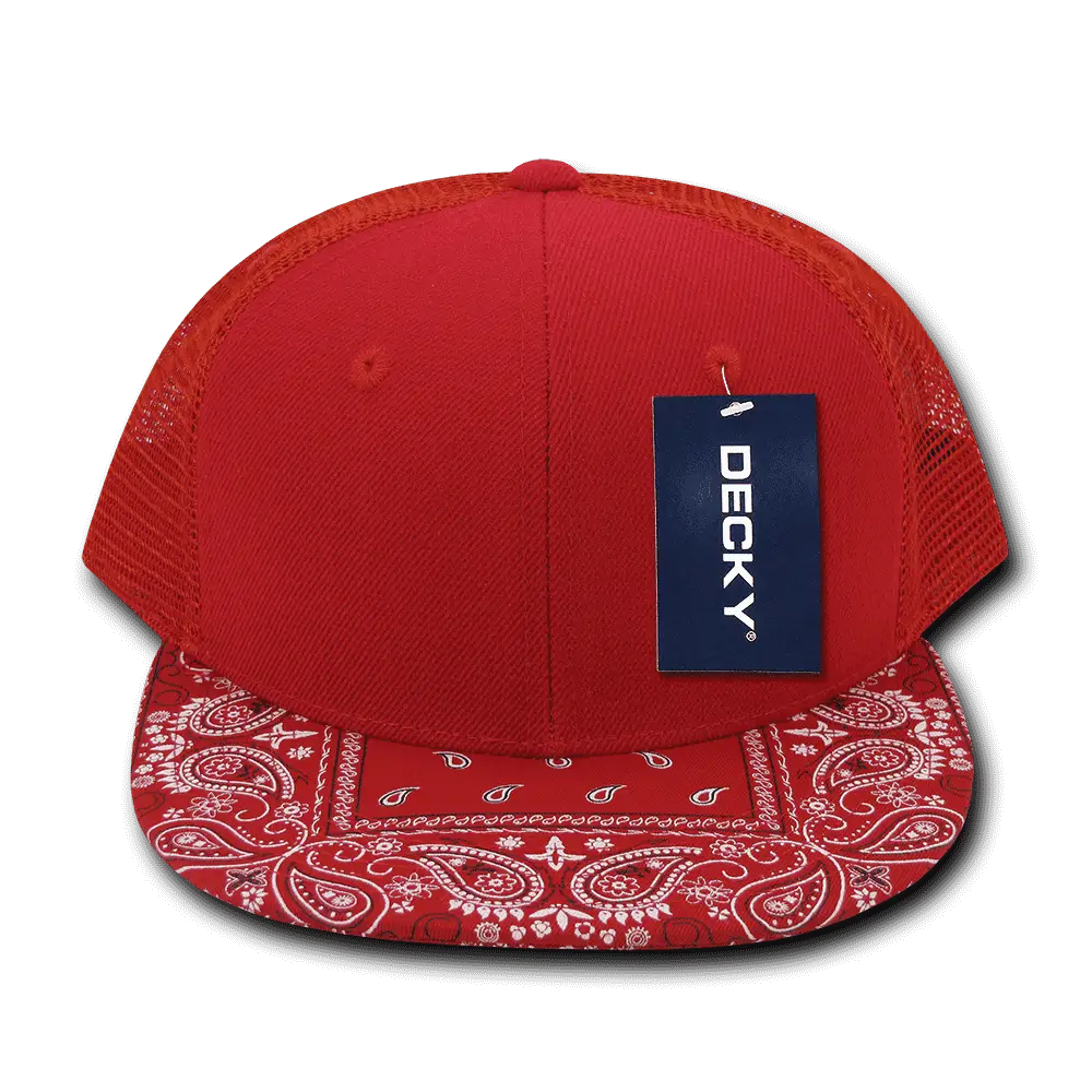 Decky 1083 Bandanna Trucker Cap - Red Red - Red / One Size Fits Most