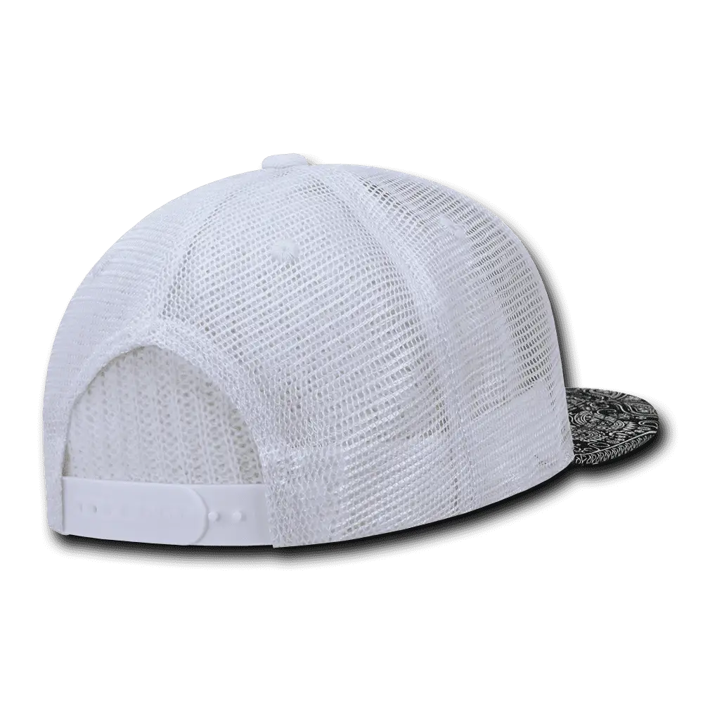 Decky 1083 Bandanna Trucker Cap - White Black - White Black / One Size Fits Most