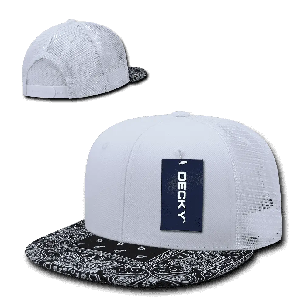 Decky 1083 Bandanna Trucker Cap - White Black - White Black / One Size Fits Most