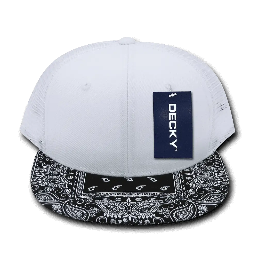 Decky 1083 Bandanna Trucker Cap - White Black - White Black / One Size Fits Most