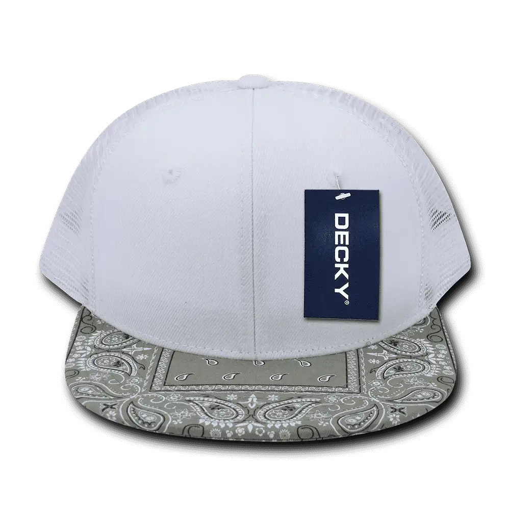 Decky 1083 Bandanna Trucker Cap - White Gray - White Gray / One Size Fits Most