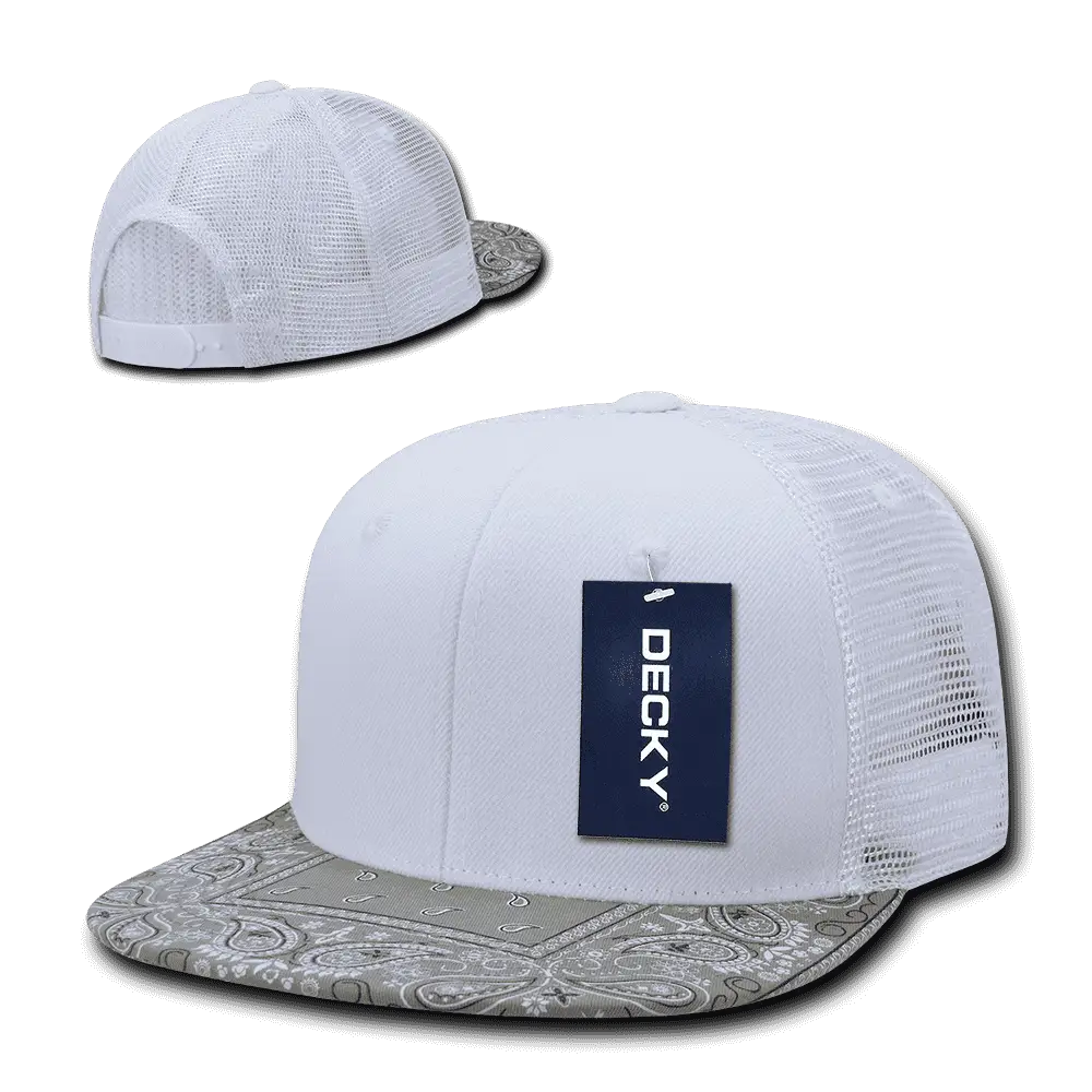 Decky 1083 Bandanna Trucker Cap - White Gray - White Gray / One Size Fits Most