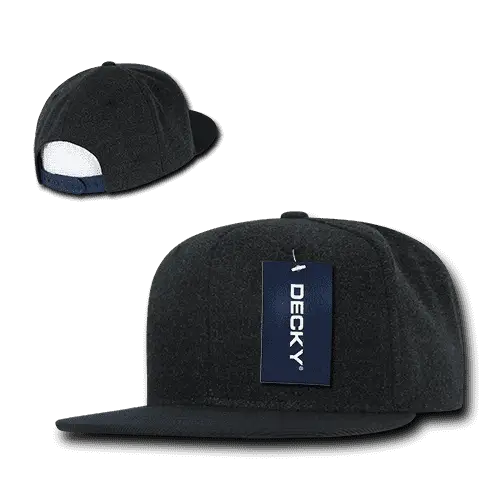 Decky 1087 Melton Crown Snapback Cap Charcoal Navy Dark Gray Navy / One Size Fits Most