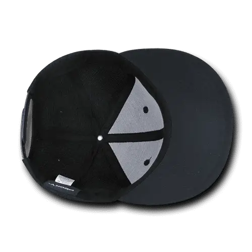 Decky 1087 Melton Crown Snapback Cap Charcoal Navy Dark Gray Navy / One Size Fits Most