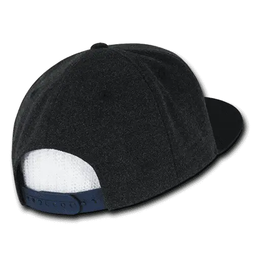 Decky 1087 Melton Crown Snapback Cap Charcoal Navy Dark Gray Navy / One Size Fits Most