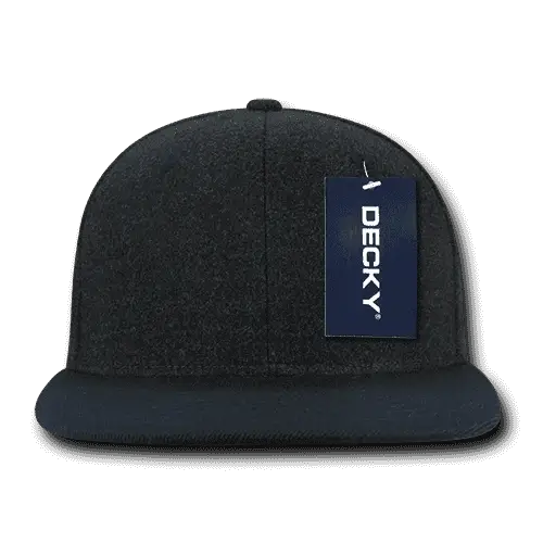 Decky 1087 Melton Crown Snapback Cap Charcoal Navy Dark Gray Navy / One Size Fits Most