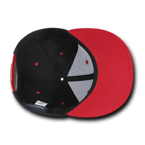 Decky 1087 Melton Crown Snapback Cap Charcoal Red Dark Gray Red / One Size Fits Most