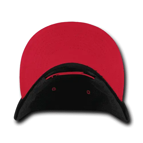 Decky 1087 Melton Crown Snapback Cap Charcoal Red Dark Gray Red / One Size Fits Most