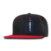 Decky 1087 Melton Crown Snapback Cap Charcoal Red Dark Gray Red / One Size Fits Most