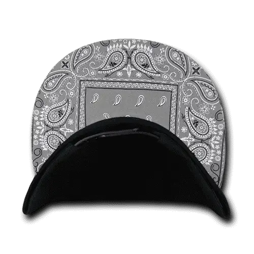 Decky 1093 Bandanna Snapback Cap - Black Gray - Black Gray / One Size Fits Most