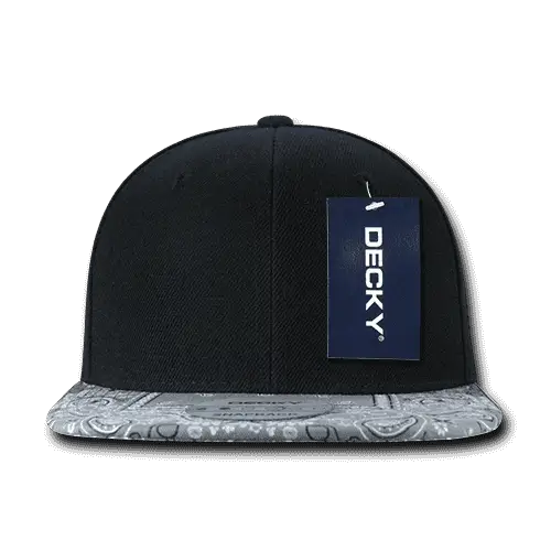 Decky 1093 Bandanna Snapback Cap - Black Gray - Black Gray / One Size Fits Most