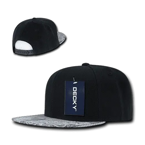 Decky 1093 Bandanna Snapback Cap - Black Gray - Black Gray / One Size Fits Most