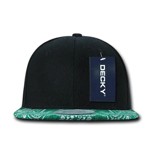 Decky 1093 Bandanna Snapback Cap - Black Kelly - Black Kelly / One Size Fits Most