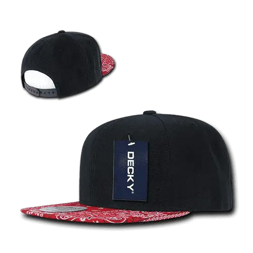 Decky 1093 Bandanna Snapback Cap - Black Red - Black Red / One Size Fits Most