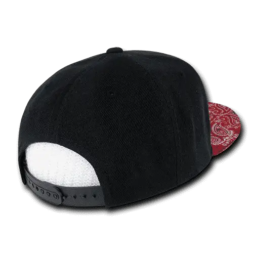 Decky 1093 Bandanna Snapback Cap - Black Red - Black Red / One Size Fits Most