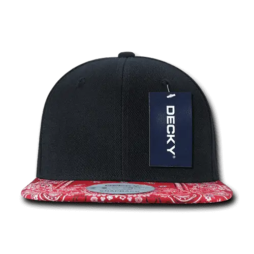 Decky 1093 Bandanna Snapback Cap - Black Red - Black Red / One Size Fits Most