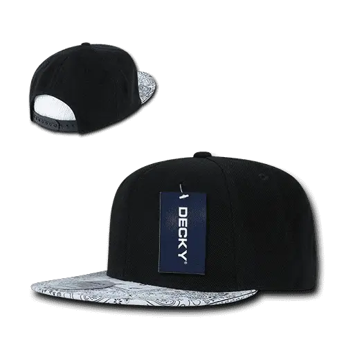 Decky 1093 Bandanna Snapback Cap - Black White - Black White / One Size Fits Most