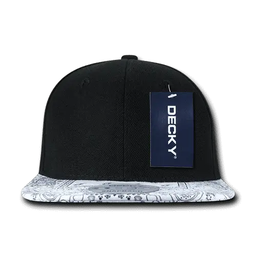 Decky 1093 Bandanna Snapback Cap - Black White - Black White / One Size Fits Most