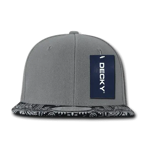 Decky 1093 Bandanna Snapback Cap - Gray Black - Gray Black / One Size Fits Most