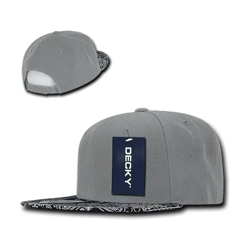 Decky 1093 Bandanna Snapback Cap - Gray Black - Gray Black / One Size Fits Most