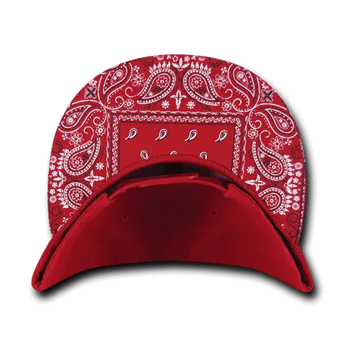 Decky 1093 Bandanna Snapback Cap - Red Red - Red / One Size Fits Most