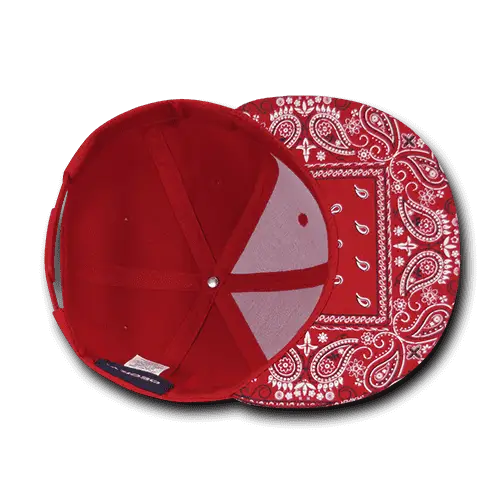 Decky 1093 Bandanna Snapback Cap - Red Red - Red / One Size Fits Most
