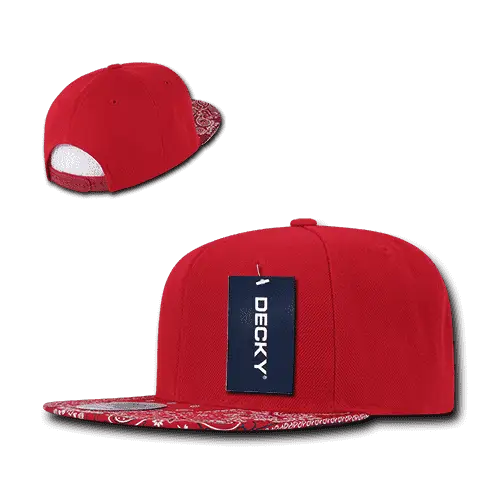 Decky 1093 Bandanna Snapback Cap - Red Red - Red / One Size Fits Most