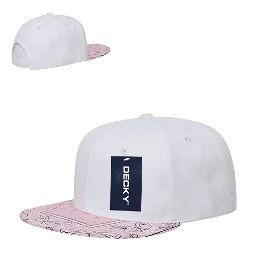 Decky 1093 Bandanna Snapback Cap - White Pink - White Pink / One Size Fits Most