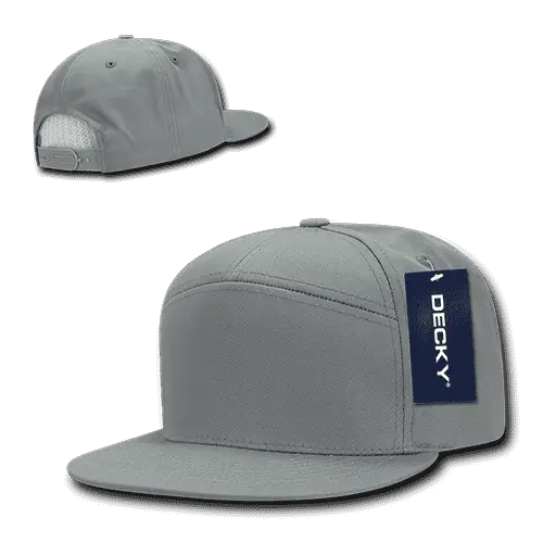 Decky 1098 7 Panel Cotton Snapback Cap - Gray - Gray / One Size Fits Most