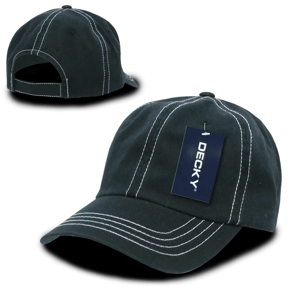 Decky 111 Contra-Stitch Washed Polo Cap - Black White - Black White / One Size Fits Most