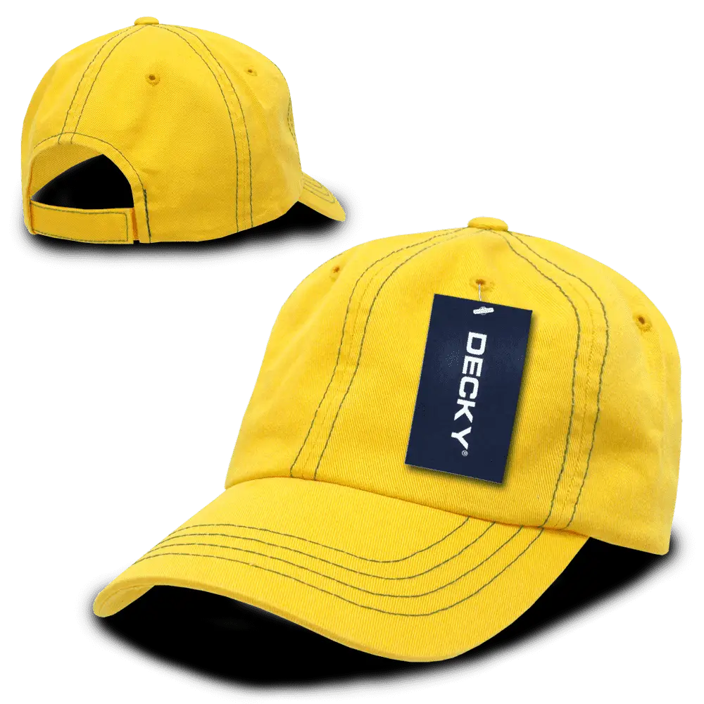 Decky 111 Contra-Stitch Washed Polo Cap - Yellow Kelly - Yellow Kelly / One Size Fits Most