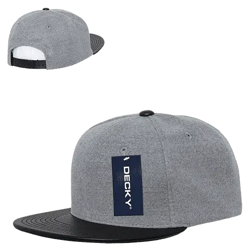 Decky 1115 Melton Vinyl Snapback Cap - Ash Black - Gray Black / One Size Fits Most