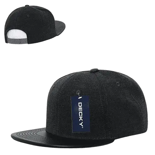 Decky 1115 Melton Vinyl Snapback Cap - Charcoal Black - Dark Gray Black / One Size Fits Most