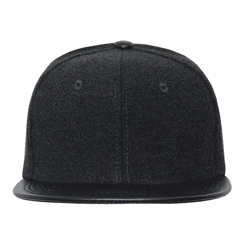 Decky 1115 Melton Vinyl Snapback Cap - Charcoal Black - Dark Gray Black / One Size Fits Most