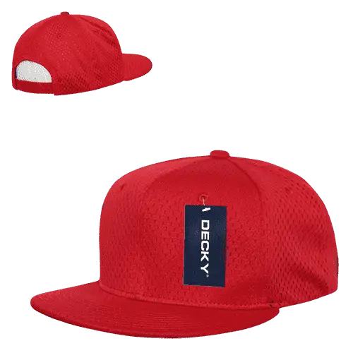 Decky 1128 Mesh Jersey Flat Bill Snapback Cap Red Red / One Size Fits Most