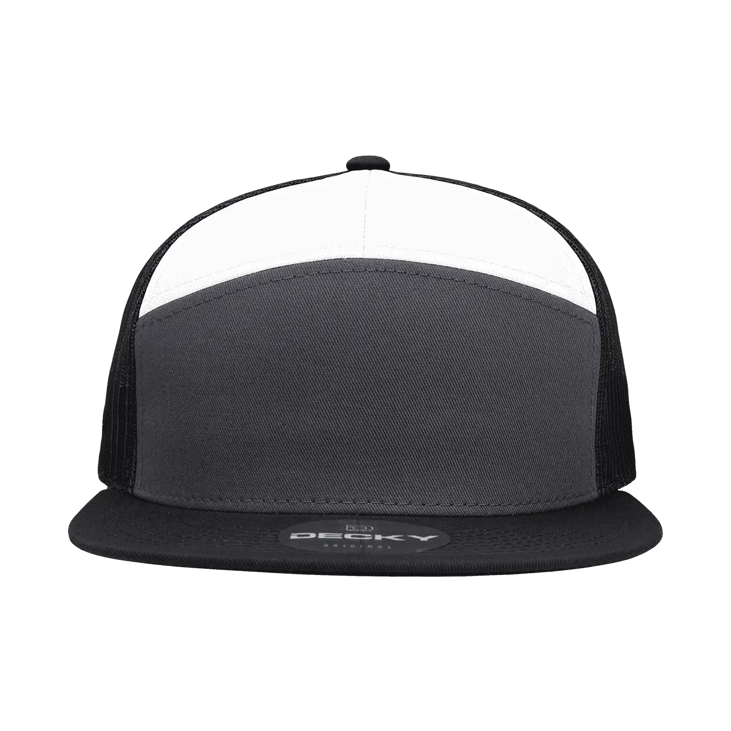 Decky 1133 7 Panel Trucker Cap - Charcoal White Black - Dark Gray White / One Size Fits Most