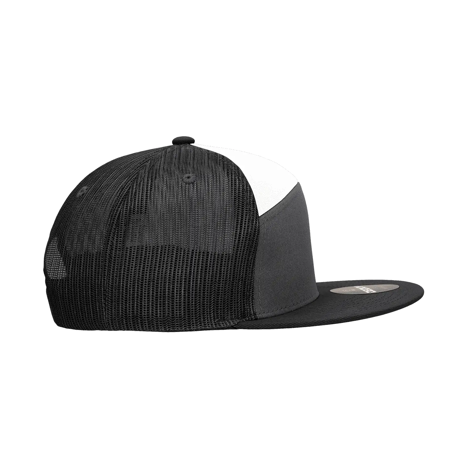 Decky 1133 7 Panel Trucker Cap - Charcoal White Black - Dark Gray White / One Size Fits Most