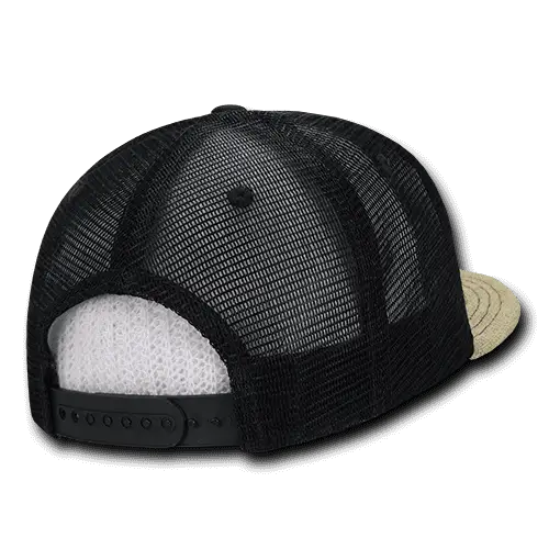 Decky 1138 Jute Trucker Snapback Cap - Natural Black - Natural Black / One Size Fits Most