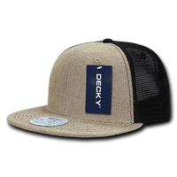 Decky 1138 Jute Trucker Snapback Cap - Natural Black - Natural Black / One Size Fits Most