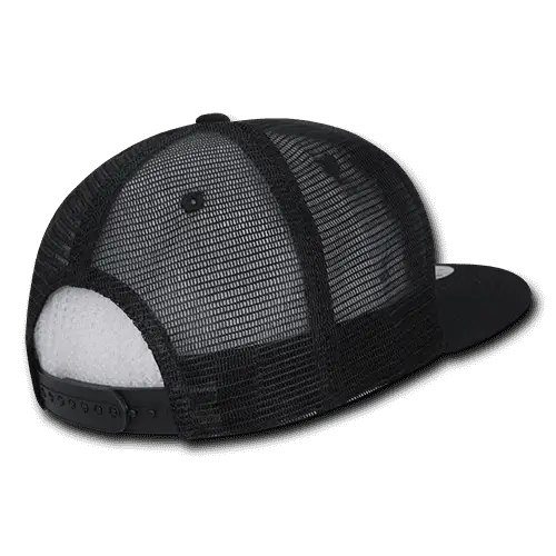 Decky 1141 Quilted Flat Bill Trucker Cap - Black - Black / One Size Fits Most